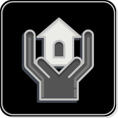 Icon Volunteeringless Shelter. related to Volunteering symbol. Glossy Style. Help and support. friendship