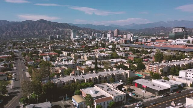 4K Drone video of the city of Glendale CA USA