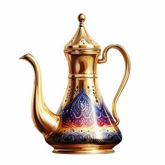 Elegant Arabic Golden Coffee Maker for Authentic Brews. Generative ai