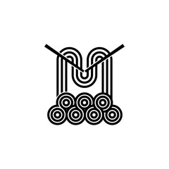 M letter logo with Noodles. Simple logo design