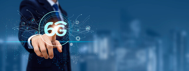 6G network digital and internet telecommunication fast internet and technology concept on virtual screen