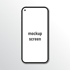 Fototapeta na wymiar Realistic smartphone screen mockup Andro with shadow on top of devices corner hole. Vector illustration with high detail. Black White