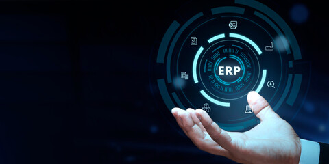 Enterprise Resource Planning ERP Corporate Company Management Business Internet Technology Concept.