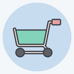 Icon Shopping Cart. related to Online Store symbol. color mate style. simple illustration. shop