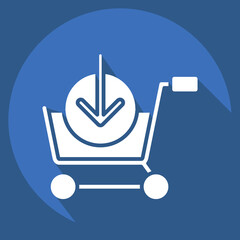 Icon Download. related to Online Store symbol. long shadow style. simple illustration. shop