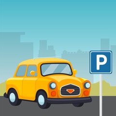 Taxi car icon illustrations isolated on the colored background