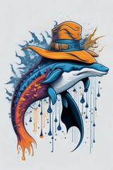 detailed illustration of a Dolphin for a t-shirt design, wallpaper, and fashion