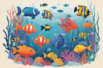 World Animal Day, features vibrant coral reefs teeming with colorful fish and exotic sea creatures