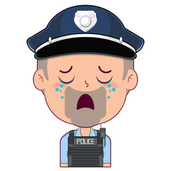 policeman crying and scared face cartoon cute