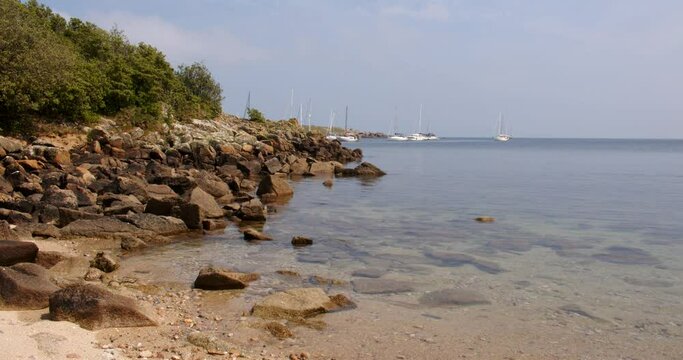 Wide shot looking north at Covean beach on St Agnes at the Isles of Scilly.