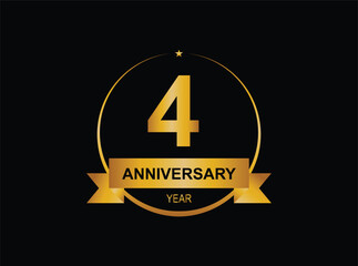 4th golden anniversary logo. with ring and ribbon.