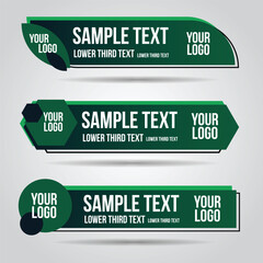 Lower third green leaf design template modern contemporary. Set of banners bar screen broadcast bar name. Collection of lower third for video editing on transparent background.
