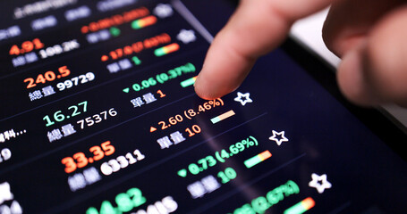 Close up stock app on smartphone