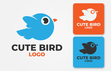 cute bird logo funny and friendly animal vector design for baby kids brand