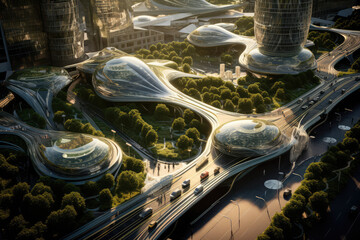 a future modern city, generative AI