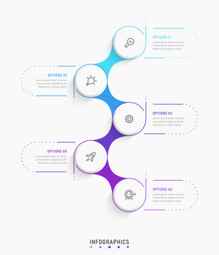 Vector Infographic label design template with icons and 5 options or steps. Can be used for process diagram, presentations, workflow layout, banner, flow chart, info graph.