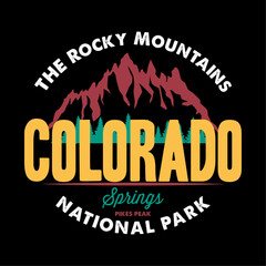 The Rocky Mountains, Colorado, National Park, Outdoor Varsity Graphic Slogan for tee and sweatshirt