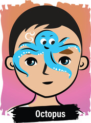 Face-Painting Creative Card Design- Octopus