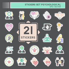 Sticker Set Psychological. related to Psychological symbol. simple illustration. emotions, empathy, assistance