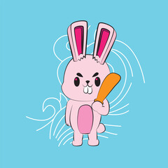 bunny with japanese style background illustration logo