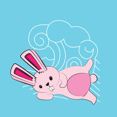 bunny with japanese style background illustration logo