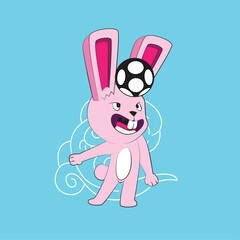 bunny with japanese style background illustration logo