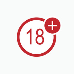18+  Icon. Adult Content Symbol - Vector.      