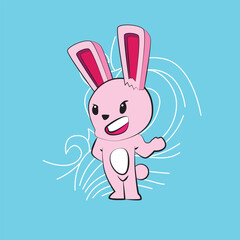 bunny with japanese style background illustration logo