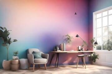 a mesmerizing 3D rendering of a home wall transformed into a gradient dreamscape. 