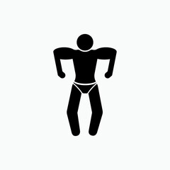 Muscular Man Icon. Brawny Guy Symbol.  