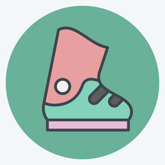 Icon Ski Boots. related to Sports Equipment symbol. color mate style. simple design editable. simple illustration