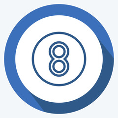 Icon Eght Ball. related to Sports Equipment symbol. long shadow style. simple design editable. simple illustration