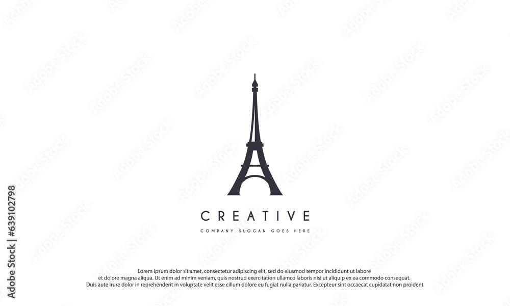 Wall mural Tower Eiffel simple logo design inspiration isolated on white background