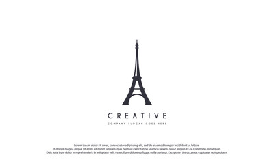 Tower Eiffel simple logo design inspiration isolated on white background