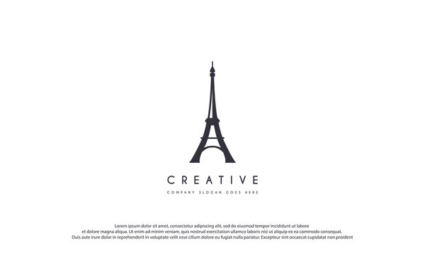 Tower Eiffel simple logo design inspiration isolated on white background