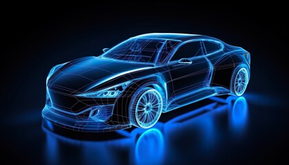 Front Side Future AR Car Wireframe Concept,