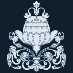 abstract flower. Suzani rug element - traditional patterns of textile products in Central Asian Countries. Fashion industry. Uzbekistan