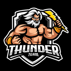 Zeus Thunder God mascot esport logo design illustrations vector template