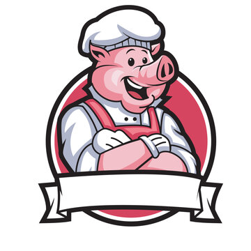pig master chef vector illustration