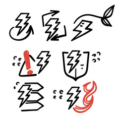 hand drawn doodle Simple Set of Energy Related illustration vector