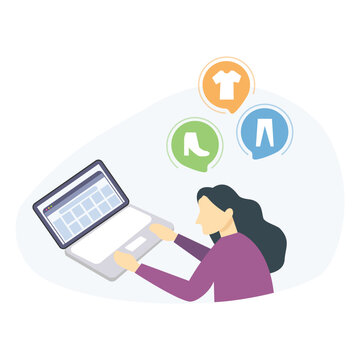 Shopping via Computer illustration useable for both ios android and web