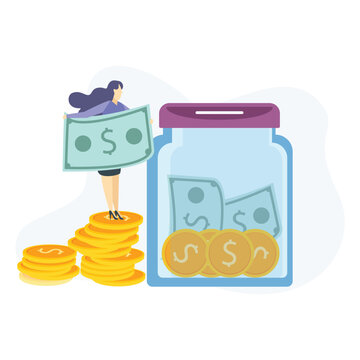 Saving money illustration useable for both ios android and web
