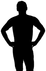 Fototapeta premium Digital png illustration of silhouette of man on transparent background