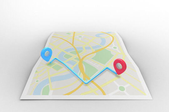 Digital png illustration of map with destination points on transparent background