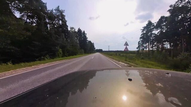 360 degree camera effect on the car while driving.