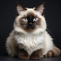 a Siamese cat on a white background