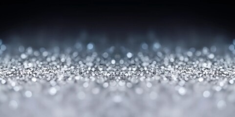 Glittering crystals textured surface closeup. Defocused distance empty background AI graphic. Black white illustration.