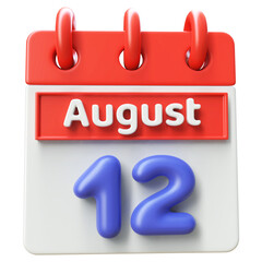 August 12 - 3d Calendar Icon Render Blue