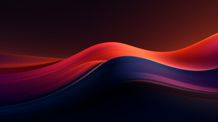 Fototapeta premium Minimalist moody waves visualization, Curvy sunset abstract landscape illustration | Generative AI