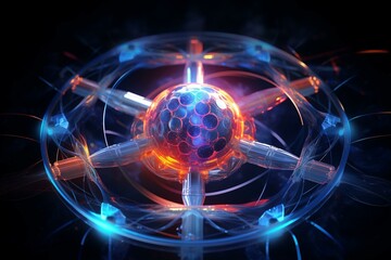 3D visualization showing intertwined quantum nuclear fusion. Generative AI